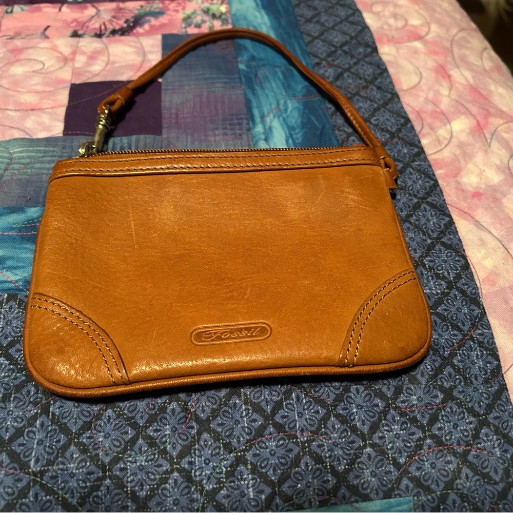 Fossil Brown Leather Wristlet